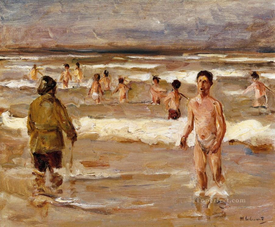 children bathing in the sea 1899 Max Liebermann German Impressionism Oil Paintings
